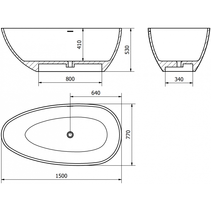 Mexen Imola freestanding bath made of conglomerate 150 x 77 cm, white gloss - 57281507610