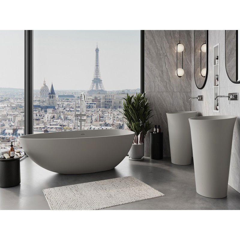 Mexen Imola freestanding bathtub made of conglomerate 150 x 77 cm, matte concrete - 57281507661