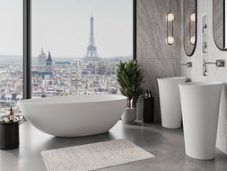 Mexen Imola freestanding bathtub made of conglomerate 160 x 81 cm, white matte - 57281608000