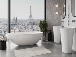 Mexen Imola Freestanding Bathtub Made of Conglomerate 160 x 81 cm, White Gloss - 57281608010