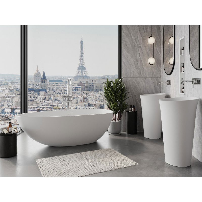 Mexen Imola freestanding bath made of conglomerate 170 x 88 cm, white matte - 57281708500