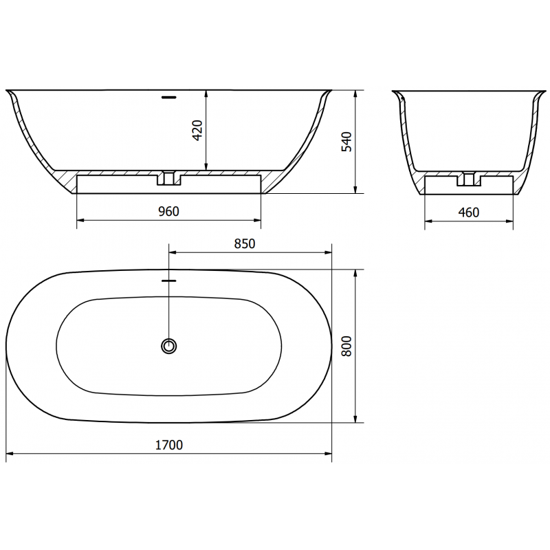 Mexen Siena freestanding bath made of conglomerate 170 x 80 cm, white matt - 57291708000