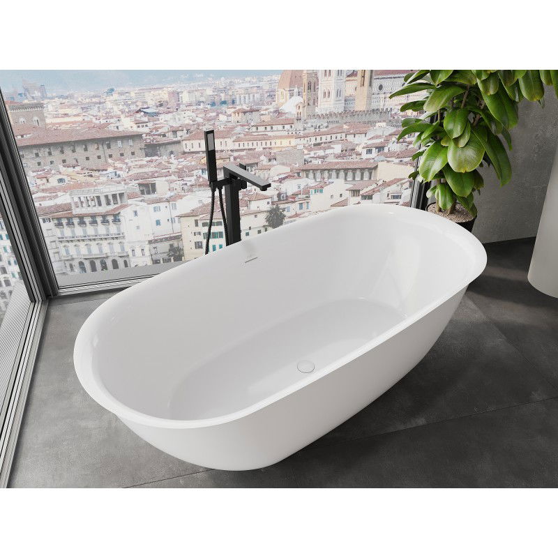 Mexen Siena freestanding bath made of conglomerate 170 x 80 cm, white gloss - 57291708010