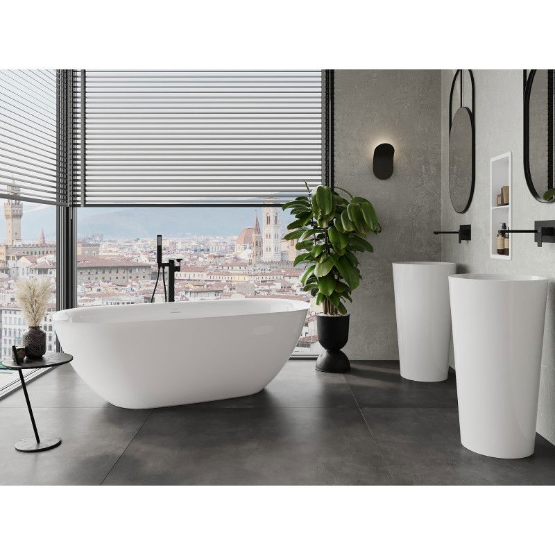 Mexen Siena freestanding bath made of conglomerate 170 x 80 cm, white gloss - 57291708010