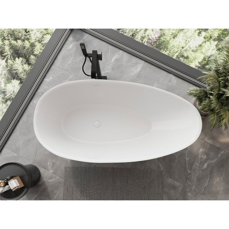 Mexen Milano freestanding bathtub made of conglomerate 150 x 82 cm, white gloss - 57301508510