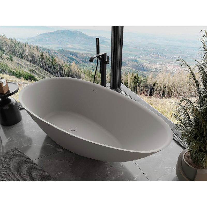 Mexen Milano freestanding bath made of conglomerate 150 x 82 cm, matte concrete - 57301508561