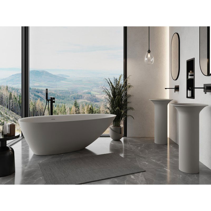 Mexen Milano freestanding bath made of conglomerate 150 x 82 cm, matte concrete - 57301508561