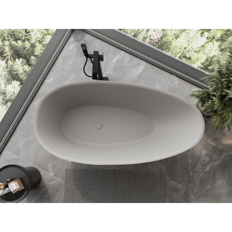 Mexen Milano freestanding bath made of conglomerate 150 x 82 cm, matte concrete - 57301508561