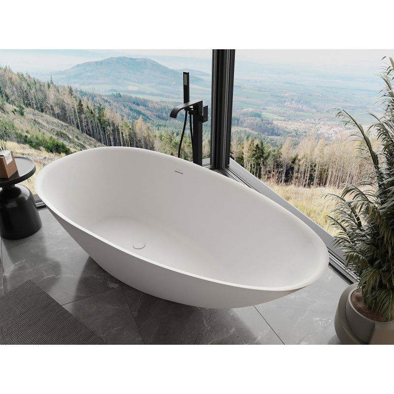 Mexen Milano freestanding bath made of conglomerate 170 x 86 cm, white matte - 57301708500