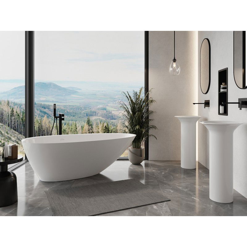 Mexen Milano freestanding bathtub made of conglomerate 170 x 86 cm, white gloss - 57301708510