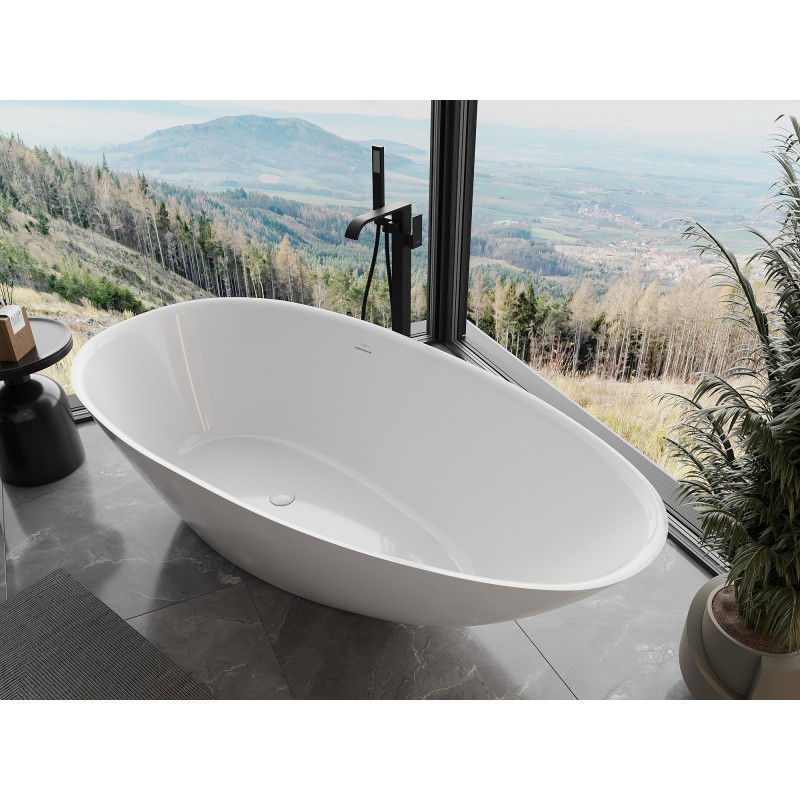 Mexen Milano freestanding bathtub made of conglomerate 170 x 86 cm, white gloss - 57301708510