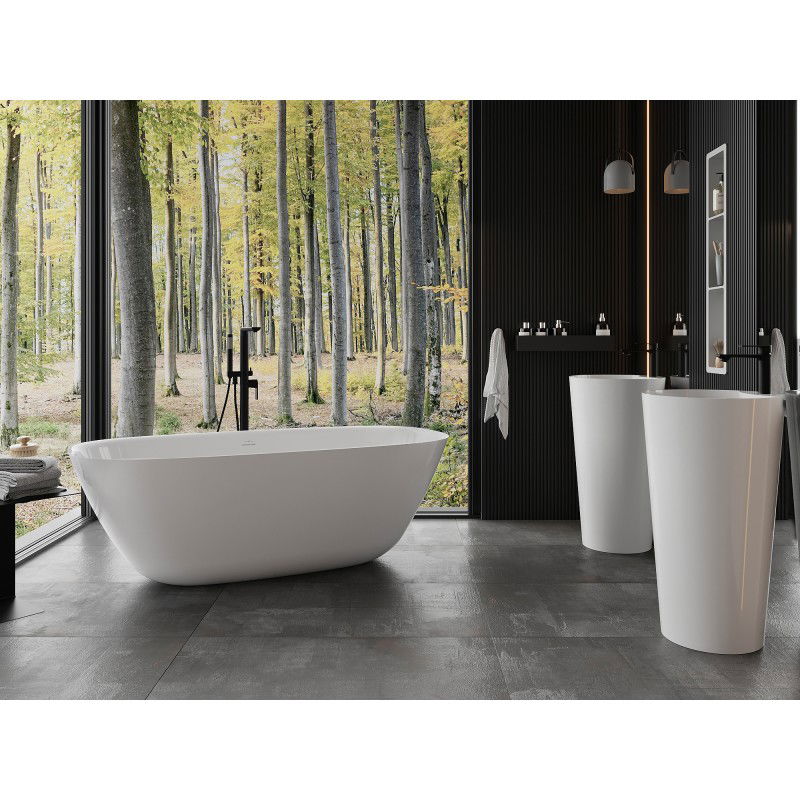 Mexen Como freestanding bath made of conglomerate 150 x 82 cm, white gloss - 57311508210