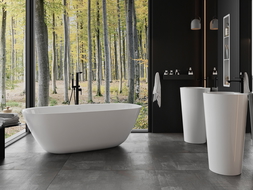 Mexen Como freestanding bathtub made of conglomerate 150 x 82 cm, white gloss - 57311508210