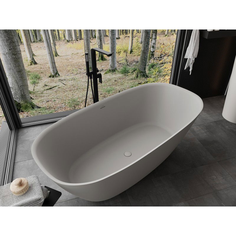 Mexen Como free-standing bathtub made of conglomerate 150 x 82 cm, matte concrete - 57311508261