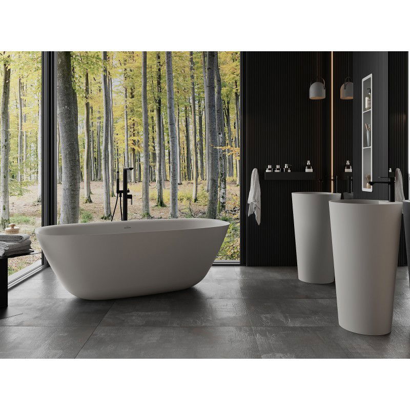 Mexen Como free-standing bathtub made of conglomerate 150 x 82 cm, matte concrete - 57311508261