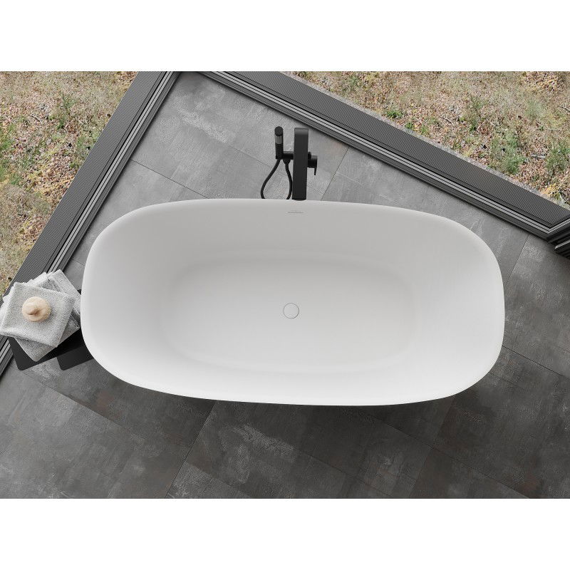 Mexen Como freestanding bathtub made from conglomerate 170 x 82 cm, white matt - 57311708200