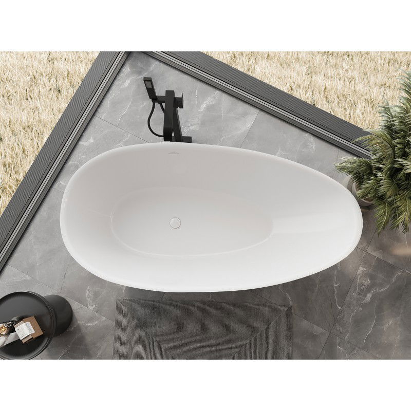 Mexen Milano freestanding bathtub made of conglomerate 170 x 86 cm, white gloss - 57301708510