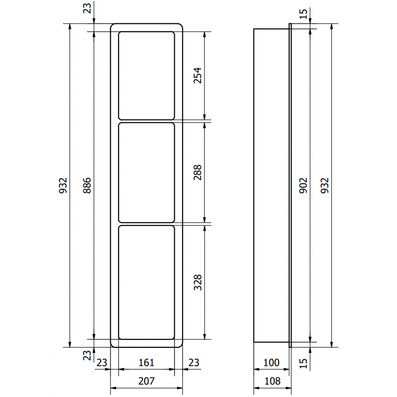 Mexen X-Wall-K recessed shelf made of conglomerate 93.2 x 20.7 cm, white - 1900932010
