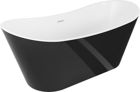 Mexen Montana freestanding bathtub 150 x 75 cm, white/black, white overflow - 52011507575-20