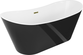 Mexen Montana freestanding bathtub 150 x 75 cm, white/black, gold overflow - 52011507575-50