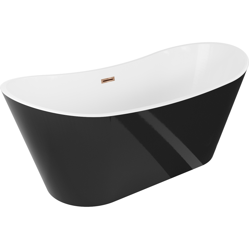 Mexen Montana freestanding bathtub 150 x 75 cm, white/black, rose gold overflow - 52011507575-60