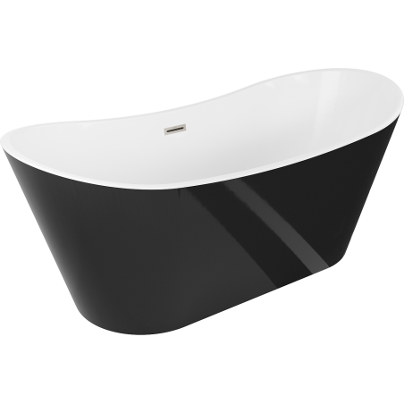 Mexen Montana freestanding bathtub 67 x 31 inches, white/black, brushed nickel overflow - 52011708075-97