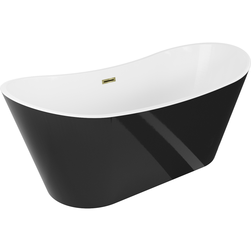Mexen Montana freestanding bath 180 x 80 cm, white/black, gold overflow - 52011808075-50