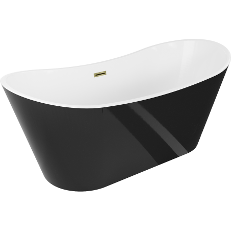 Mexen Montana freestanding bath 180 x 80 cm, white/black, gold overflow - 52011808075-50