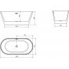 Mexen Flavia freestanding bathtub 150 x 75 cm, white, brushed nickel overflow - 54031507500-97