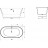 Mexen Flavia freestanding bathtub 150 x 75 cm, white/black, brushed gold overflow - 54031507575-55