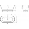 Mexen Flavia freestanding bathtub 160 x 75 cm, white, chrome overflow - 54031608000-01