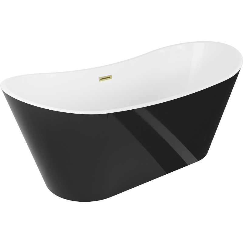 Mexen Montana freestanding bathtub 180 x 90 cm, white/black, brushed gold overflow - 52011809075-55