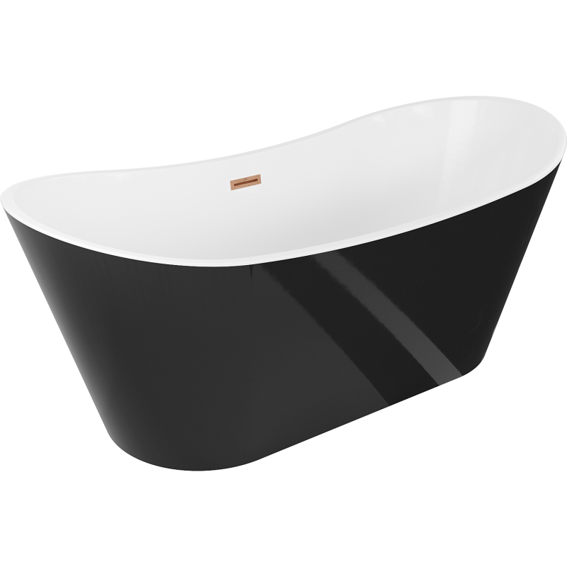 Mexen Montana freestanding bathtub 180 x 90 cm, white/black, brushed copper overflow - 52011809075-65