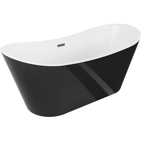 Mexen Montana freestanding bathtub 180 x 90 cm, white/black, brushed gun gray overflow - 52011809075-66