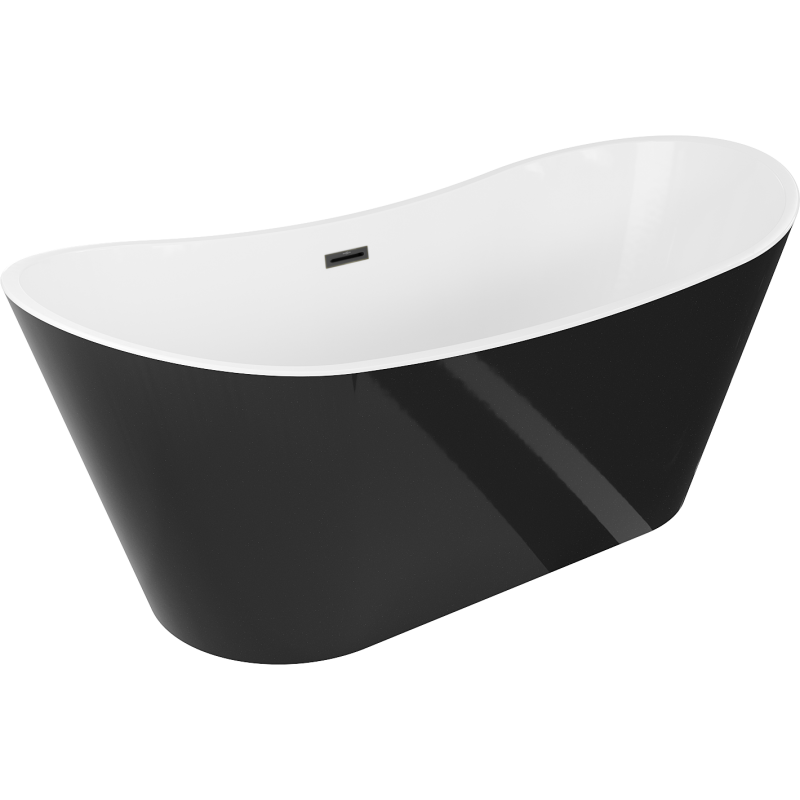 Mexen Montana free-standing bathtub 180 x 90 cm, white/black, black overflow - 52011809075-70