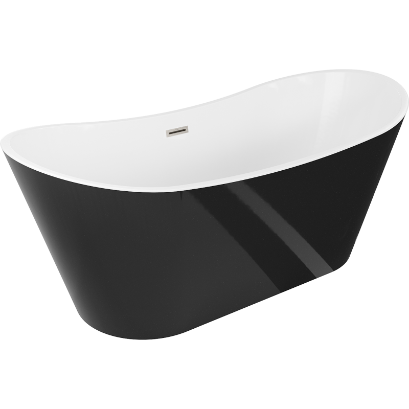Mexen Montana freestanding bathtub 180 x 90 cm, white/black, brushed nickel overflow - 52011809075-97
