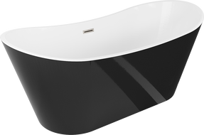Mexen Montana freestanding bathtub 180 x 90 cm, white/black, brushed nickel overflow - 52011809075-97