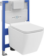 Mexen flush-mount Felix XS-F toilet frame and bowl set Vega and soft close toilet seat set, White - 68030654000