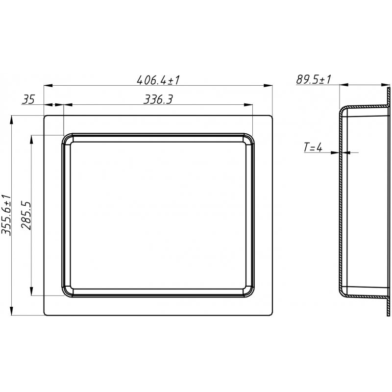 Mexen X-Wall-S SMC recessed shelf with flange 35.5 x 40.7 cm, white - 1901354109