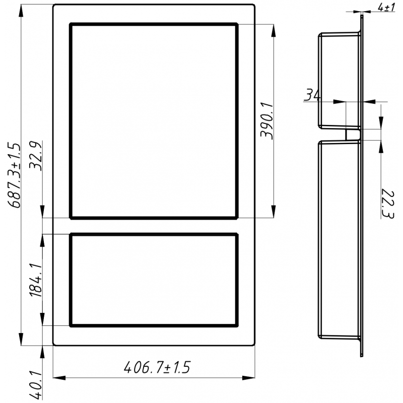 Mexen X-Wall-S recessed shelf SMC with flange 68.6 x 40.7 cm, white - 1901694109