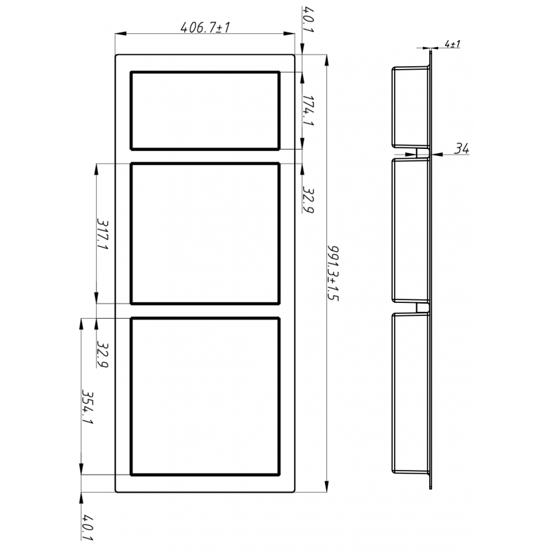 Mexen X-Wall-S SMC recessed shelf with flange 99.1 x 40.7 cm, white - 1901994109
