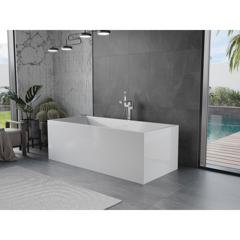 Mexen Vigo freestanding bath 178.5 x 80 cm, white, brushed nickel overflow - 51251788000-97