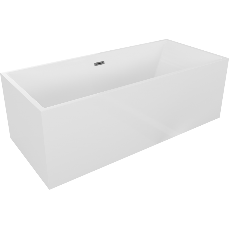 Mexen Vigo 178.5 x 80 cm Freestanding Bath, White, Brushed Gun Gray Overflow - 51251788000-66