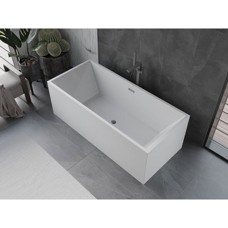 Mexen Vigo 178.5 x 80 cm Freestanding Bath, White, Brushed Gun Gray Overflow - 51251788000-66