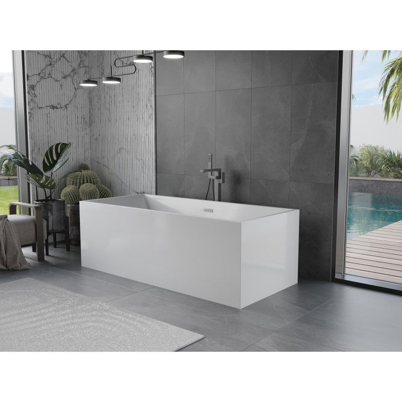 Mexen Vigo 178.5 x 80 cm Freestanding Bath, White, Brushed Gun Gray Overflow - 51251788000-66