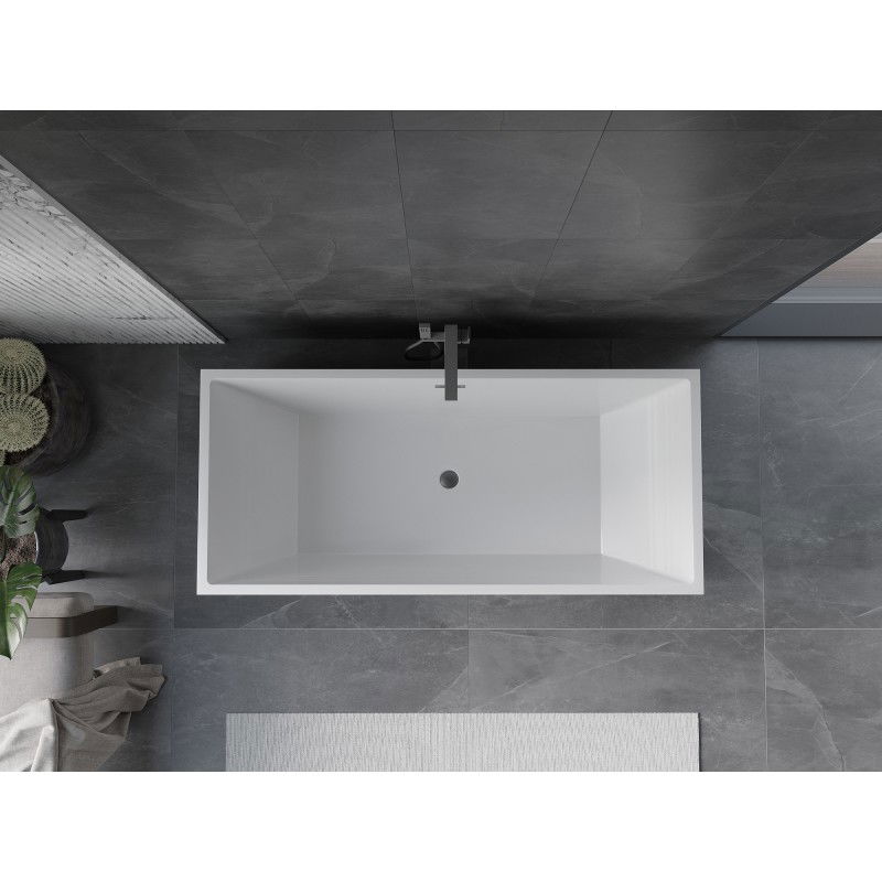 Mexen Vigo 178.5 x 80 cm Freestanding Bath, White, Brushed Gun Gray Overflow - 51251788000-66