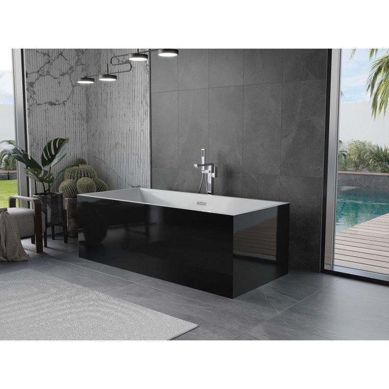 Mexen Vigo freestanding bathtub 178.5 x 80 cm, white/black, chrome overflow - 51251788075-01