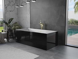 Mexen Vigo freestanding bathtub 178.5 x 80 cm, white/black, brushed gold overflow - 51251788075-55