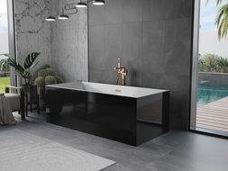 Mexen Vigo free-standing bathtub 178.5 x 80 cm, white/black, overflow rose gold - 51251788075-60