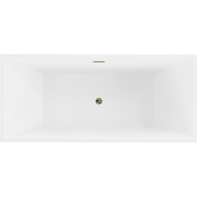 Mexen Vigo freestanding bath 178.5 x 80 cm, white/black, overflow gold - 51251788075-50